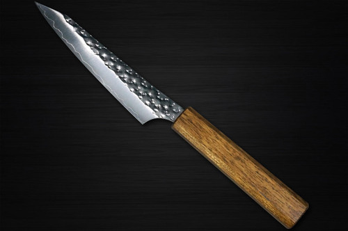 Yu Kurosaki R2SG2 Hammered SENKO-EI WA OK8B Japanese Chefs Petty KnifeUtility 130mm with Urushi Lacquered Oak Handle