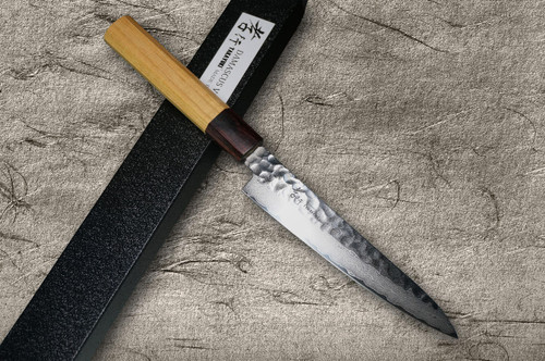 Sakai Takayuki 33-Layer VG10 Damascus Hammered WA Japanese Chefs Knife SET Gyuto210-Slicer-Nakiri-Petty150-Kengata Santoku