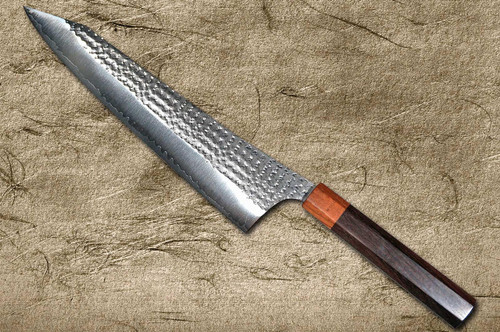 Yu Kurosaki R2SG2 Hammered SENKO-EI WA RS8H Japanese Chefs Gyuto Knife 270mm with Brown-Ring Octagonal Handle