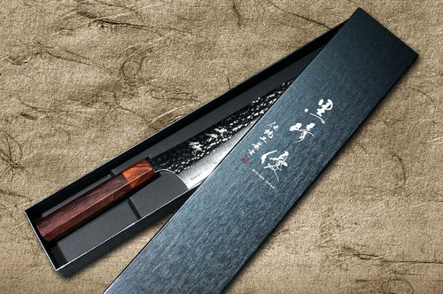Yu Kurosaki R2SG2 Hammered SENKO-EI WA RS8H Japanese Chefs Gyuto Knife 270mm with Brown-Ring Octagonal Handle