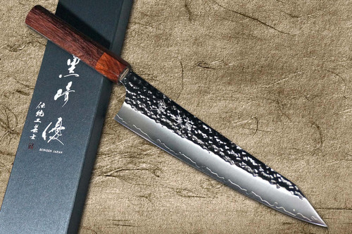 Yu Kurosaki R2SG2 Hammered SENKO-EI WA RS8H Japanese Chefs Gyuto Knife 210mm with Brown-Ring Octagonal Handle