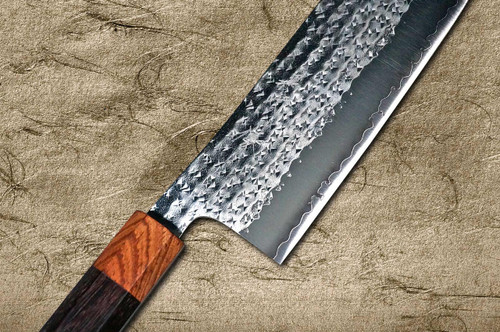 Yu Kurosaki R2SG2 Hammered SENKO-EI WA RS8H Japanese Chefs NakiriVegetable 165mm with Brown-Ring Octagonal Handle
