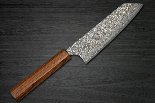 Yoshimi Kato 63 Layer VG10 Black Damascus EJ8B Japanese Chefs Bunka Knife 170mm with Black Urushi Lacquered Enju Handle