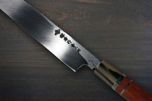 Sakai Takayuki Tenryu Damascus Aogami 2 steel Japanese Chefs YanagibaSashimi 330mm Dragon No.4 Engraved with Red Ebony Handle and Saya Sheath