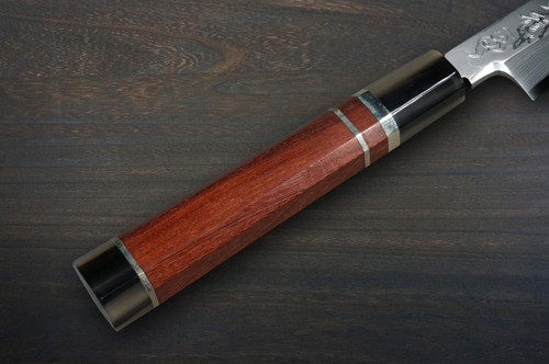 Sakai Takayuki Tenryu Damascus Aogami 2 steel Japanese Chefs YanagibaSashimi 330mm Dragon No.4 Engraved with Red Ebony Handle and Saya Sheath