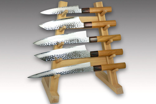 Japanese Natural Wood Knife Tower Rack for 5 Knives