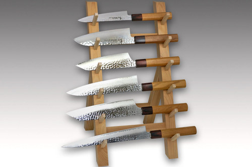 Japanese Natural Wood Knife Tower Rack for 6 Knives