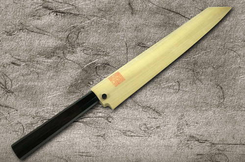 Yoshihiro White No.2 Honyaki MtFuji-Art AFHY Water-Quenched Japanese Chefs Kiritsuke-YanagibaSashimi 300mm with Saya Sheath and Ebony Handle