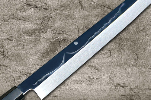 Yoshihiro White No.2 Honyaki MtFuji-Art AFHY Water-Quenched Japanese Chefs Kiritsuke-YanagibaSashimi 300mm with Saya Sheath and Ebony Handle