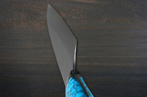 Takeshi Saji SRS13 Mirror Hammered NNM Japanese Chef's Gyuto Knife 210mm with Blue Turquoise Handle Nomura Special 