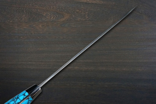Takeshi Saji SRS13 Mirror Hammered Nomura Special Japanese Chefs Petty KnifeUtility 130mm with Blue Turquoise Handle