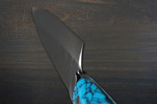 Takeshi Saji SRS13 Mirror Hammered Nomura Special Japanese Chefs Petty KnifeUtility 130mm with Blue Turquoise Handle