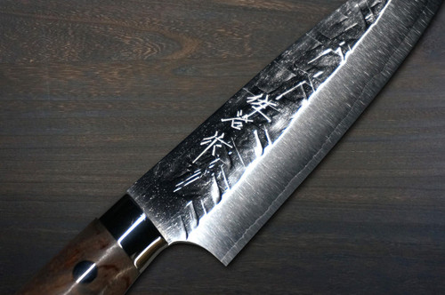 Takeshi Saji SRS13 Mirror Hammered Nomura Special Japanese Chefs Petty KnifeUtility 130mm with Karin Lump Handle