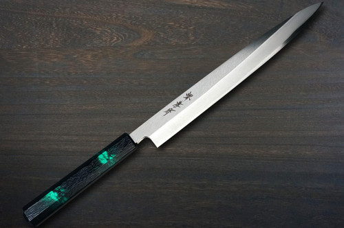 Sakai Takayuki INOX Japanese-style Nanairo Chefs YanagibaSashimi 210mm ABS Resin Handle Green-Tortoiseshell