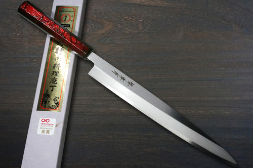 Sakai Takayuki INOX Japanese-style Nanairo Chefs YanagibaSashimi 270mm ABS Resin Handle Wine-Tortoiseshell
