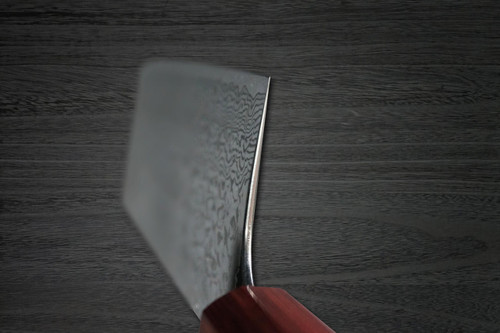 Yoshimi Kato 63 Layer VG10 Black Damascus RS8R Japanese Chef's Nakiri(Vegetable) 165mm with Red-Ring Octagonal Handle 