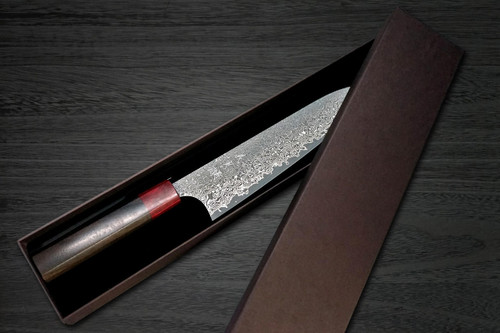 Yoshimi Kato 63 Layer VG10 Black Damascus RS8R Japanese Chef's Gyuto Knife 240mm with Red-Ring Octagonal Handle 