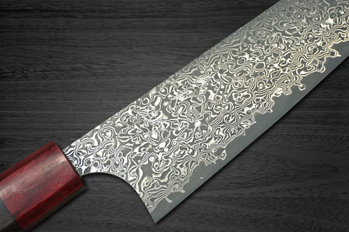 Yoshimi Kato 63 Layer VG10 Black Damascus RS8R Japanese Chef's Gyuto Knife 240mm with Red-Ring Octagonal Handle 