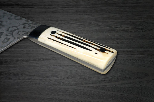 Takeshi Saji VG10 Black Damascus DHW Japanese Chefs Chinese Cooking Knife 220mm with White Antler Handle