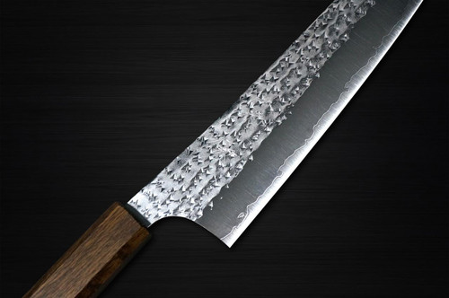 Yu Kurosaki R2(SG2) Hammered SENKO-EI WA OK8B Japanese Chef's Bunka Knife 165mm with Urushi Lacquered Oak Handle 