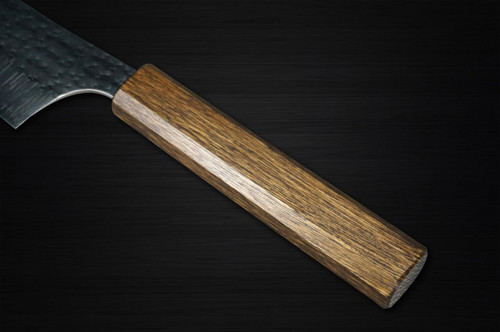 Yu Kurosaki R2(SG2) Hammered SENKO-EI WA OK8B Japanese Chef's Bunka Knife 165mm with Urushi Lacquered Oak Handle 