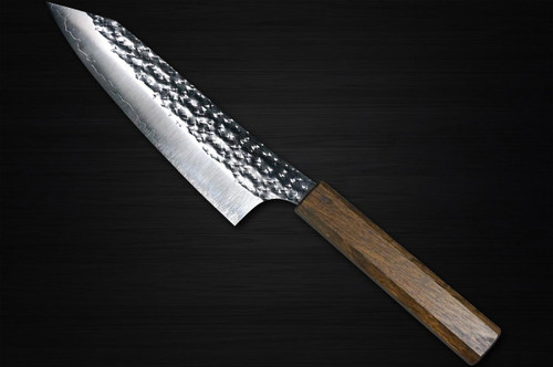 Yu Kurosaki R2(SG2) Hammered SENKO-EI WA OK8B Japanese Chef's Bunka Knife 165mm with Urushi Lacquered Oak Handle 