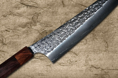 Yu Kurosaki R2SG2 Hammered SENKO-EI WA RS8H Japanese Chefs Bunka Knife 165mm with Brown-Ring Octagonal Handle