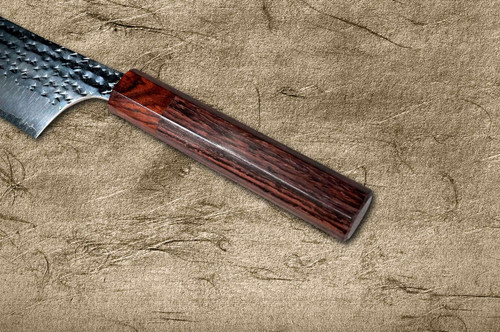 Yu Kurosaki R2SG2 Hammered SENKO-EI WA RS8H Japanese Chefs Bunka Knife 165mm with Brown-Ring Octagonal Handle