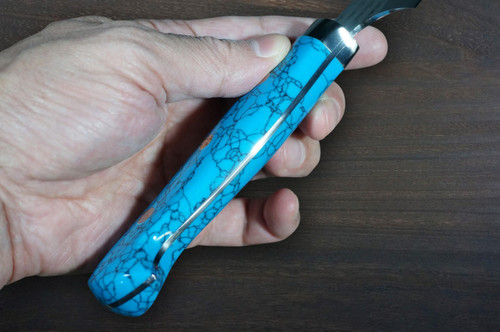 Yu Kurosaki R2SG2 Hammered SENKO-EI Custom TCA Japanese Chefs Bunka Knife 165mm with Blue Turquoise Handle