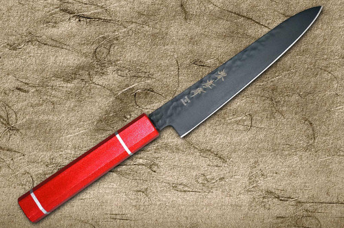 Sakai Takayuki Non-Stick Coating VG10 Hammered WA KUROKAGE Japanese Chefs Petty KnifeUtility 150mm with Japanese Lacquered Oak Handle KOUSEKI