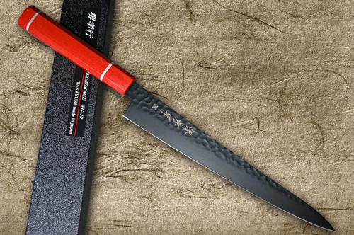 Sakai Takayuki Non-Stick Coating VG10 Hammered WA KUROKAGE Japanese Chefs SlicerSujihiki 240mm with Japanese Lacquered Oak Handle KOUSEKI