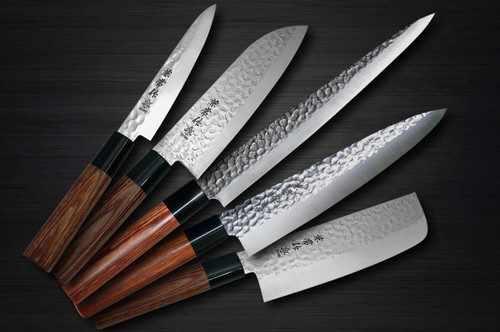 Kanetsune KC-950 DSR-1K6 Stainless Hammered Japanese Chef's Knife SET (Gyuto210-Slicer240-Santoku-Vegetable-Petty) 