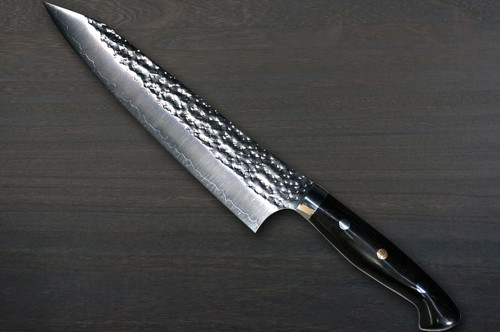 Yu Kurosaki R2(SG2) Hammered SENKO-EI Custom EBC Japanese Chef's Gyuto Knife 180mm with Ebony Handle 