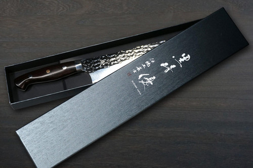 Yu Kurosaki R2(SG2) Hammered SENKO-EI Custom EBC Japanese Chef's Gyuto Knife 180mm with Ebony Handle 