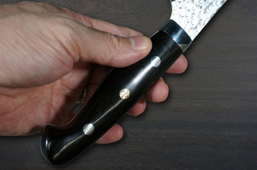 Yu Kurosaki R2(SG2) Hammered SENKO-EI Custom EBC Japanese Chef's Bunka Knife 165mm with Ebony Handle 