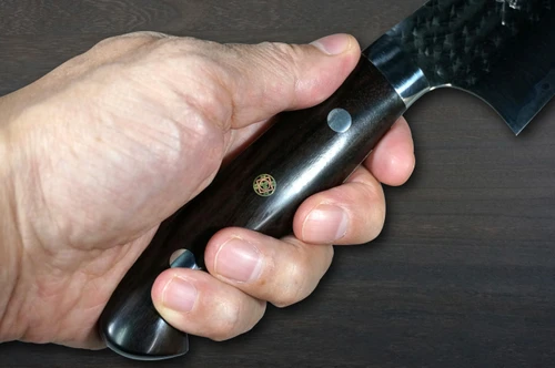 Yu Kurosaki R2(SG2) Hammered SENKO-EI Custom EBC Japanese Chef's Bunka Knife 165mm with Ebony Handle 