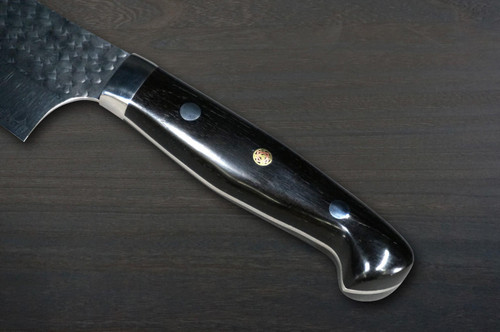 Yu Kurosaki R2(SG2) Hammered SENKO-EI Custom EBC Japanese Chef's Bunka Knife 165mm with Ebony Handle 