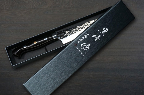 Yu Kurosaki R2(SG2) Hammered SENKO-EI Custom EBC Japanese Chef's Petty Knife(Utility) 150mm with Ebony Handle 