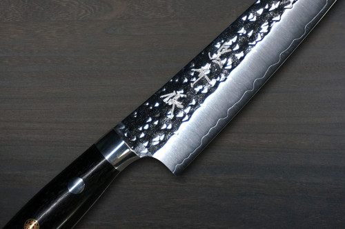 Yu Kurosaki R2(SG2) Hammered SENKO-EI Custom EBC Japanese Chef's Petty Knife(Utility) 130mm with Ebony Handle 