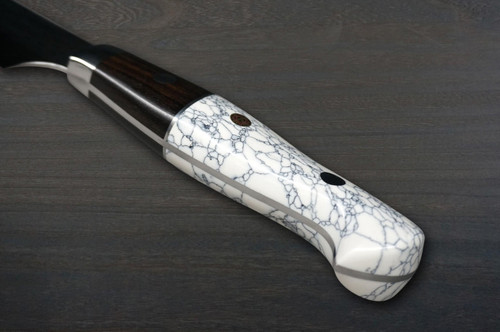 Yu Kurosaki R2(SG2) Hammered SENKO-EI Custom EBTC Japanese Chef's Slicer(Sujihiki) 240mm with Ebony & White Turquoise Handle 