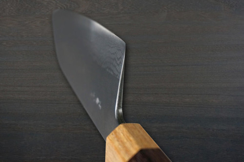 Takayuki Iwai Aogami No.2 Damascus FUMON RS8P Japanese Chef's Gyuto Knife 240mm with White-Ring Octagonal Handle 