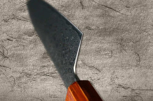 Sakai Takayuki GINGA ZA-18 69-Layer Damascus Japanese Chef's Santoku Knife 180mm with Japanese Lacquered Gloss Oak Handle 