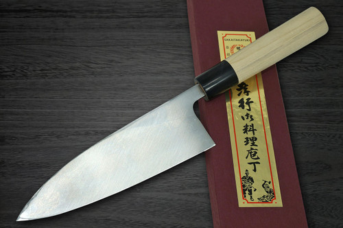Sakai Takayuki Kasumitogi Buffalo Tsuba Japanese Chef's Deba Knife