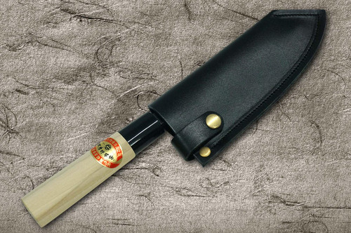 天然皮革刀套鞘出刃刀150毫米[黄铜按钮] | 日本刀