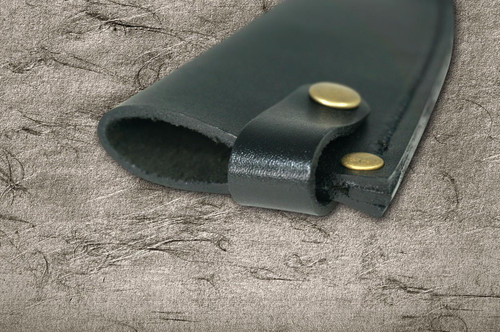 Natural Leather Knife Cover Saya Sheath Deba Knife 165mm [Brass Button] 