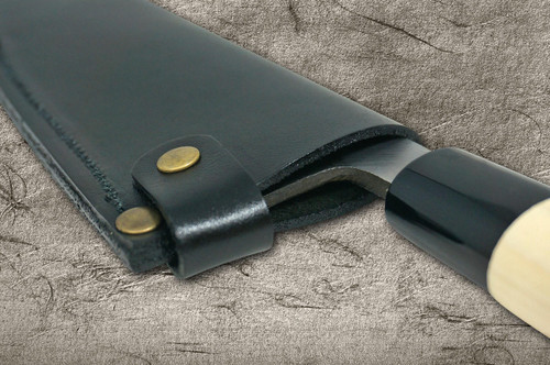 幕子 ちゃいろ ざぁーす Natural Leather Knife Cover Saya Sheath Deba Knife 240mm [Brass
