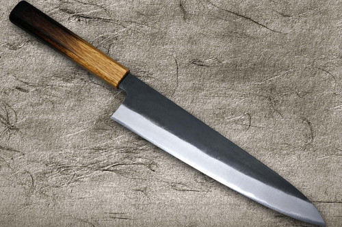 Satoshi Nakagawa Aogami #2 Kurouchi OK8B Japanese Chef's Gyuto Knife 240mm with Urushi Lacquered Oak Handle 