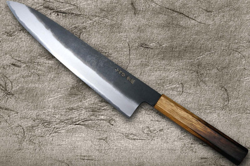 Satoshi Nakagawa Aogami #2 Kurouchi OK8B Japanese Chef's Gyuto Knife 240mm with Urushi Lacquered Oak Handle 