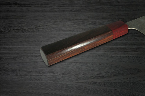 Yoshimi Kato 63 Layer VG10 Black Damascus RS8R Japanese Chef's Bunka Knife 170mm with Red-Ring Octagonal Handle 