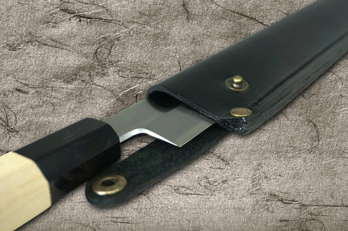 Natural Leather Knife Cover Saya Sheath Takohiki & Kengata-Yanagiba 270mm [Brass Button] 